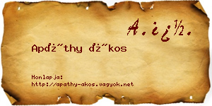 Apáthy Ákos névjegykártya